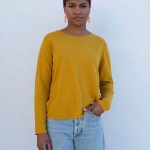 Jungmaven Encanto Long Sleeve Hemp Tee in Spicy Mustard Excellent Used Condition